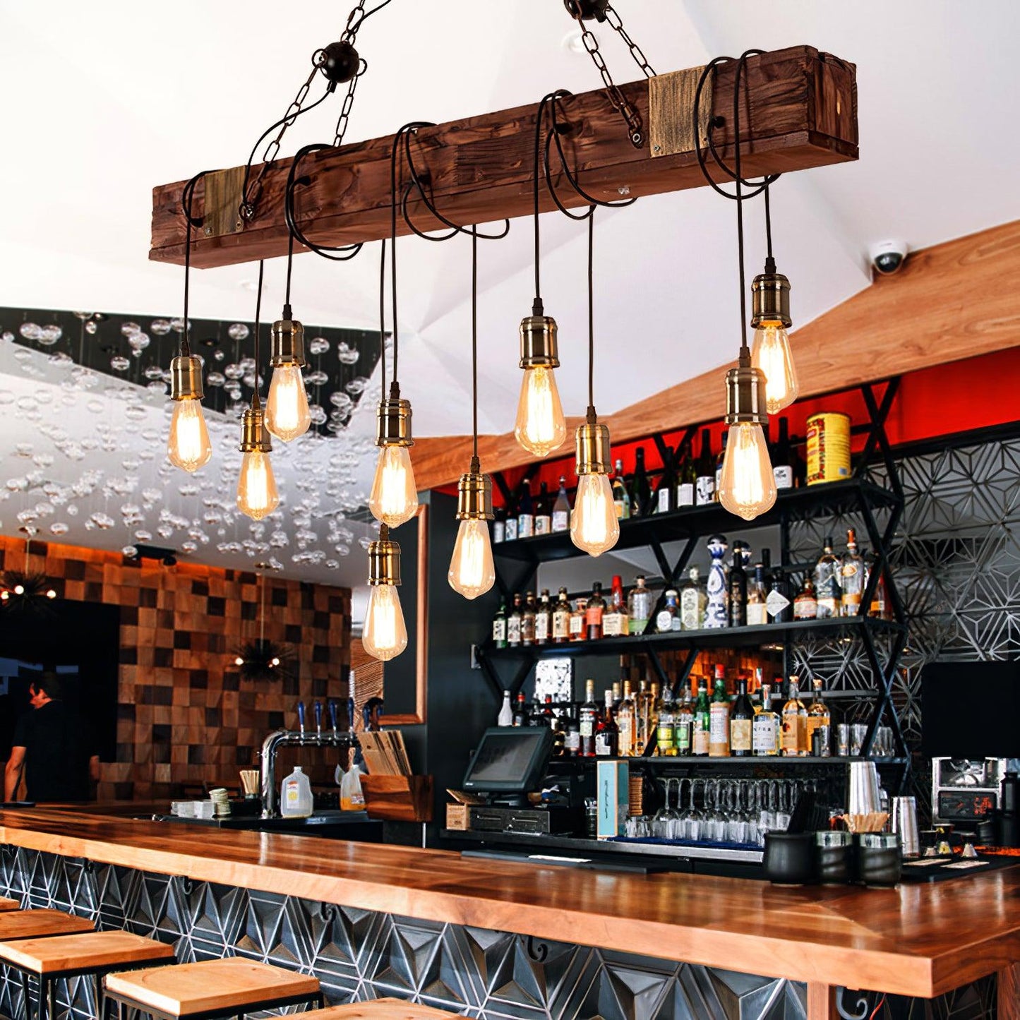 Wood Hanging Multi Chandelier