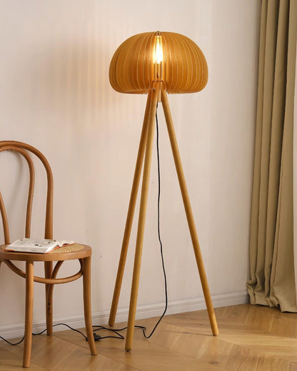 Wooden Pumpkin Floor Lamp