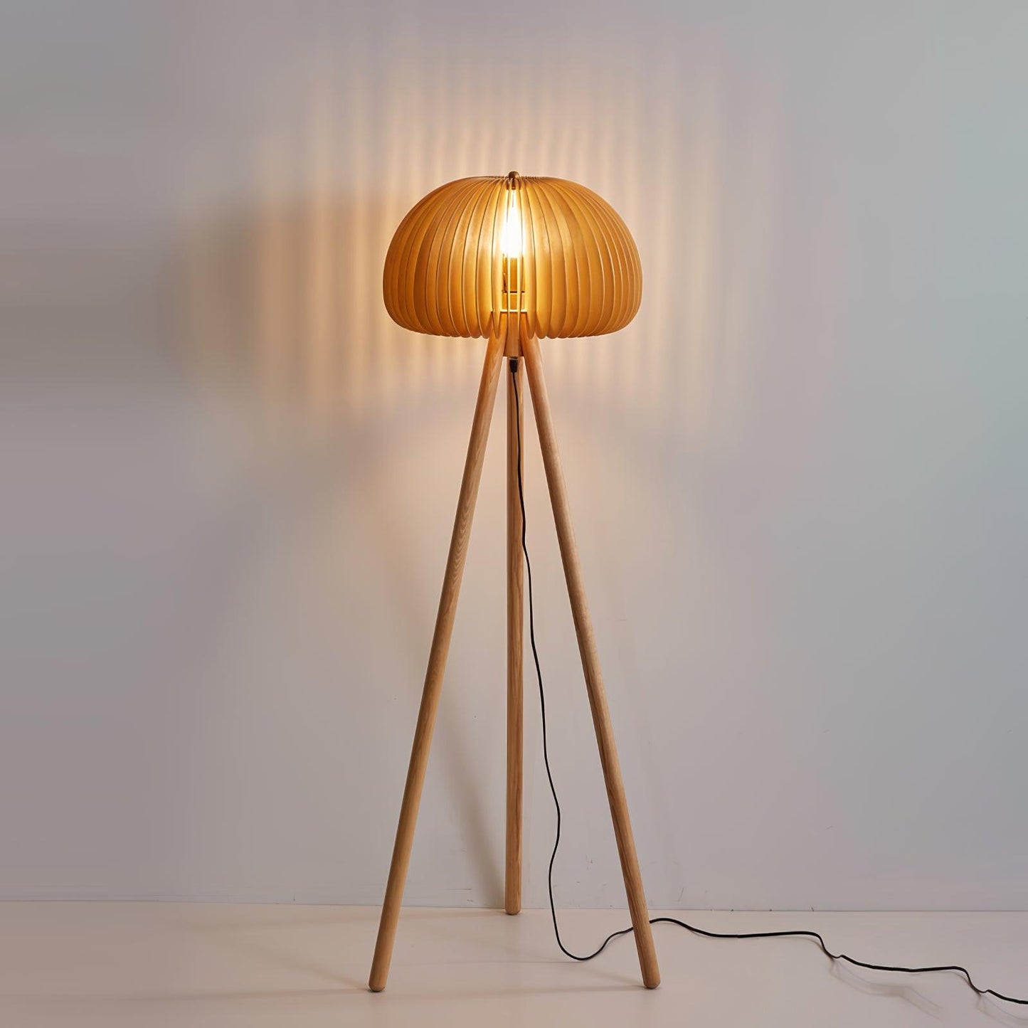 Wooden Pumpkin Floor Lamp