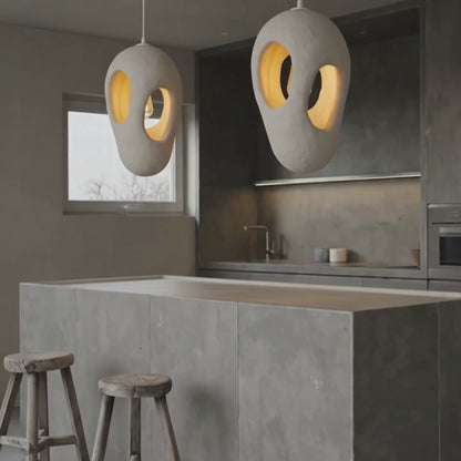 Hand-Built White Pendant Lamp